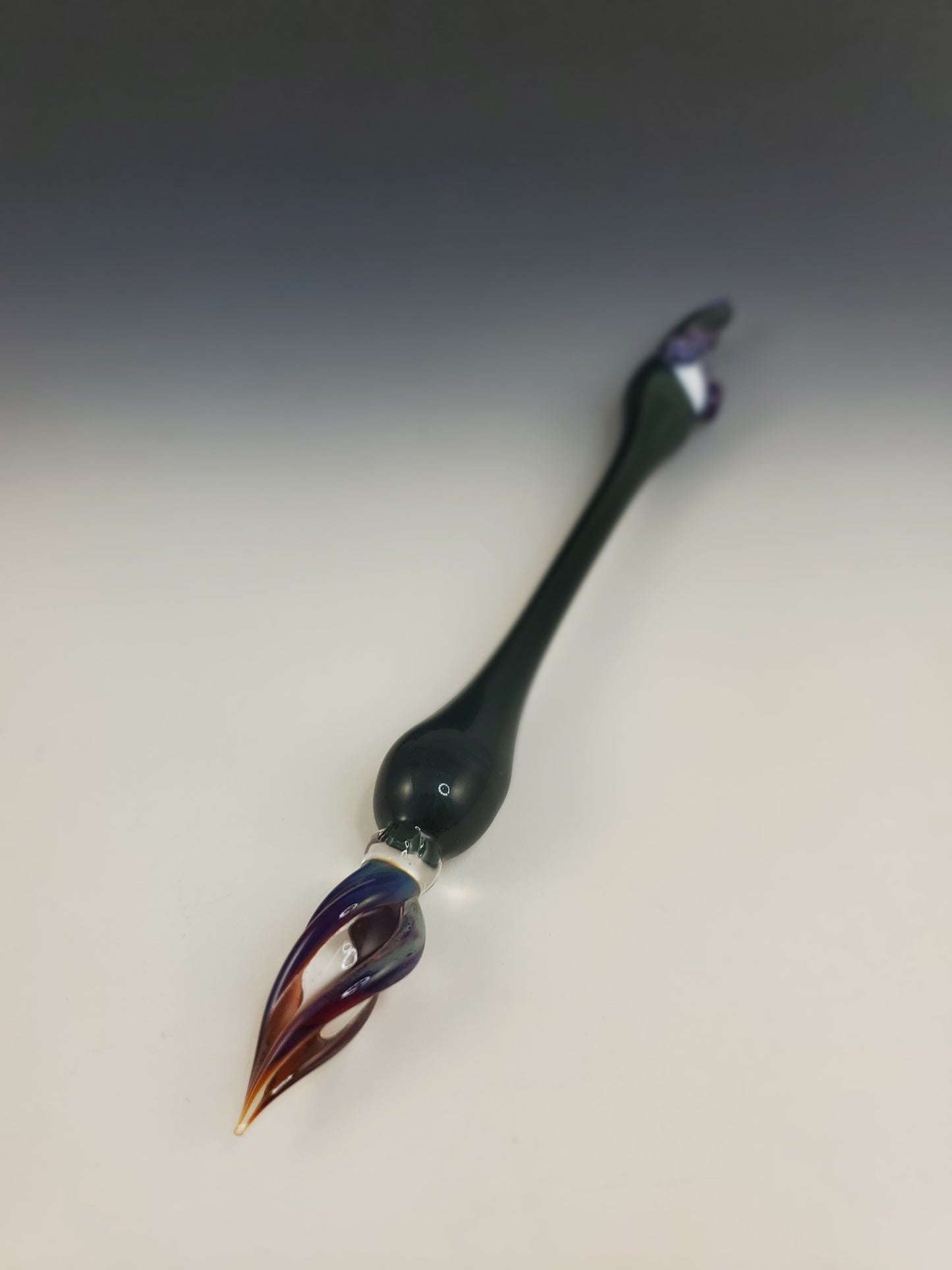Rainbow Oilslick Tentacle Glass Dip Pen