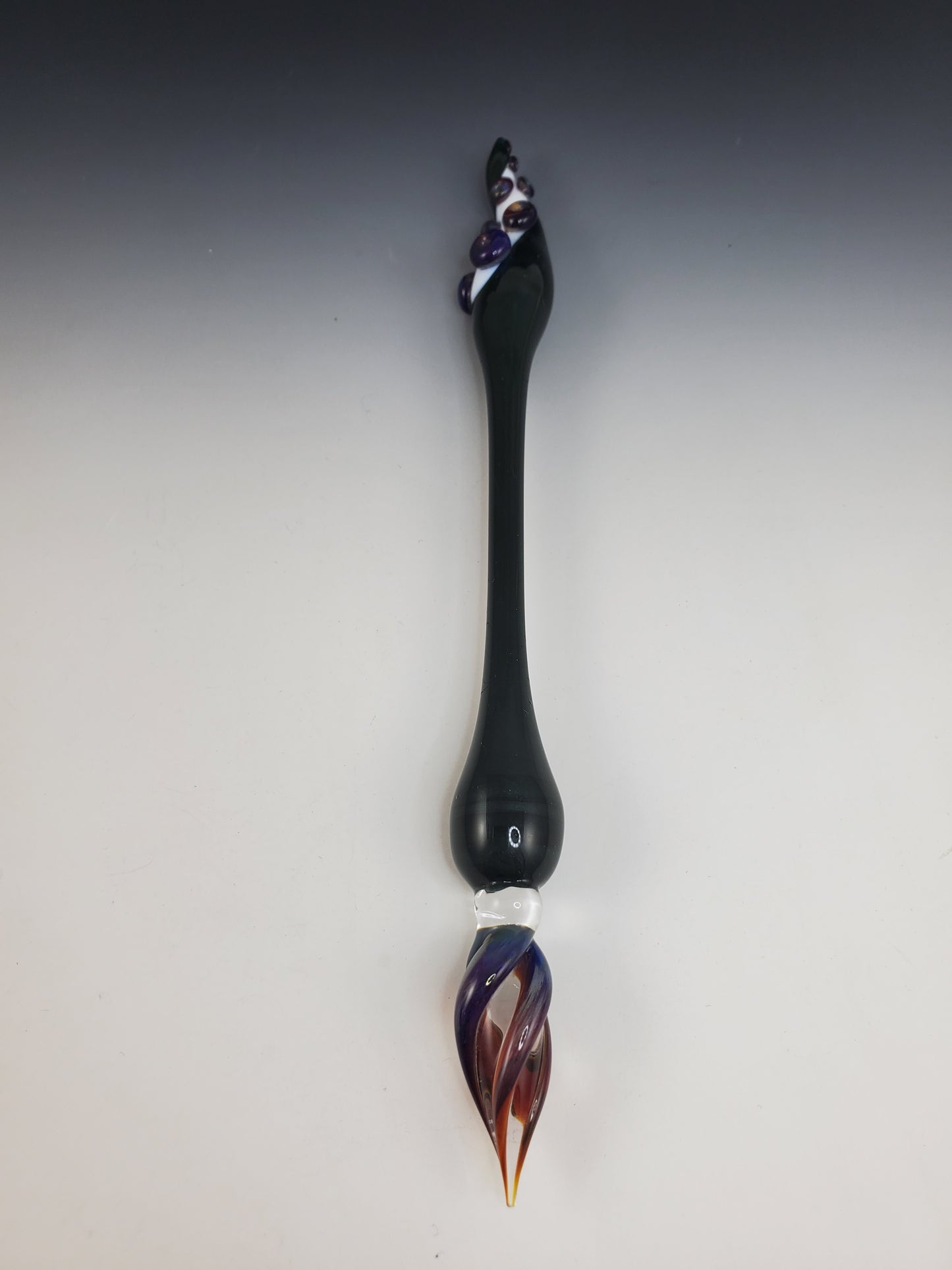 Rainbow Oilslick Tentacle Glass Dip Pen