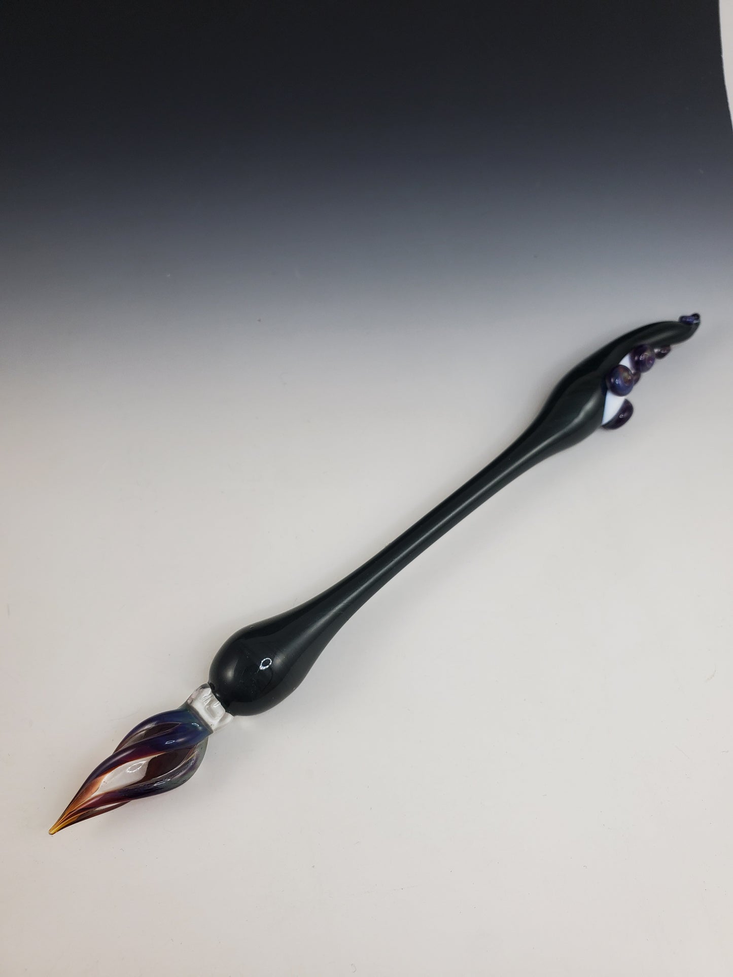Rainbow Oilslick Tentacle Glass Dip Pen