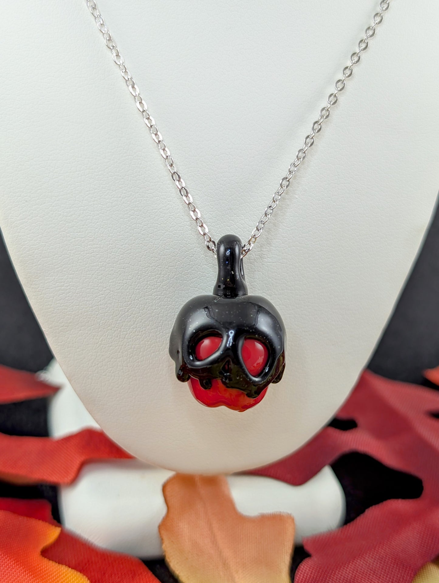Poison Apple Pendant - Blood Red and Sparkle Black