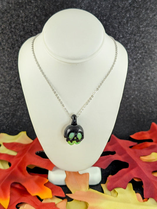 Poison Apple Pendant - Toxic Green and Sparkle Black