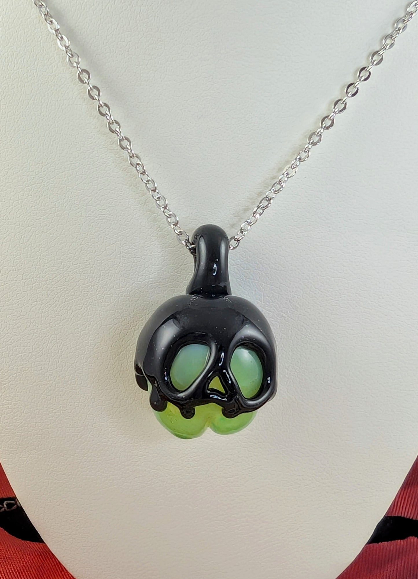 Poison Apple Pendant - Toxic Green and Sparkle Black