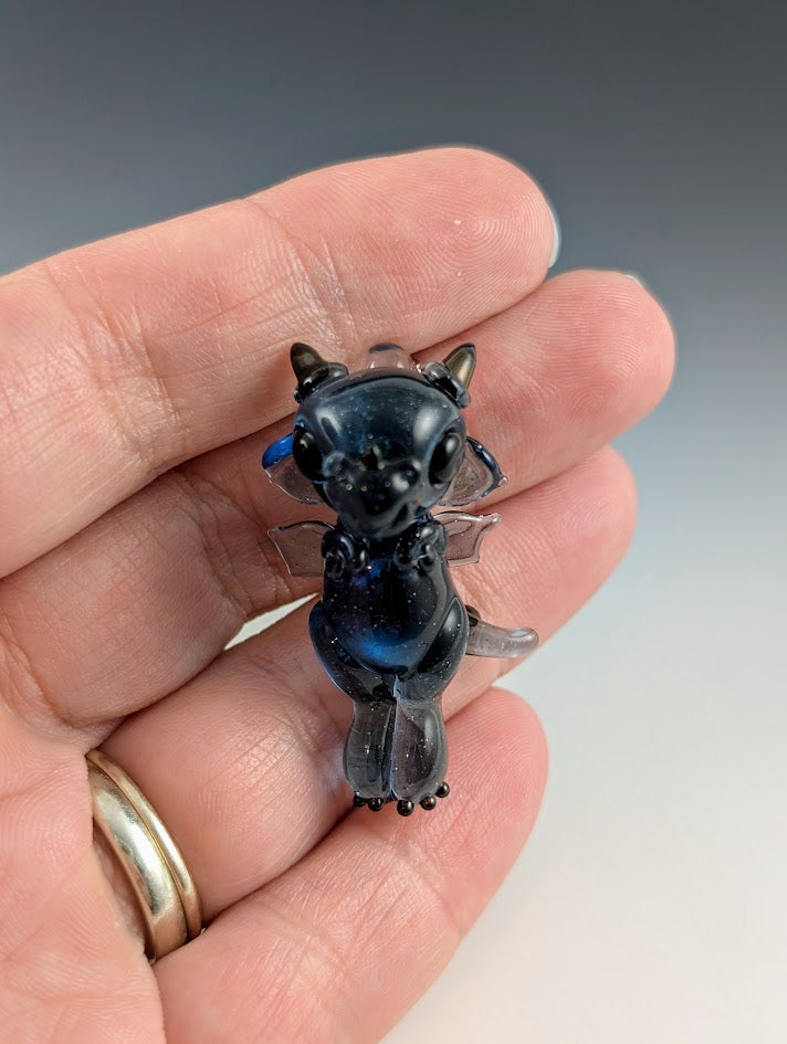 Midnight Dragon Hand Sculpted Glass Pendant